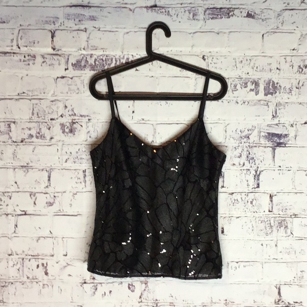 White House Black Market Black Sequin Tank Top - Picture 6 of 7